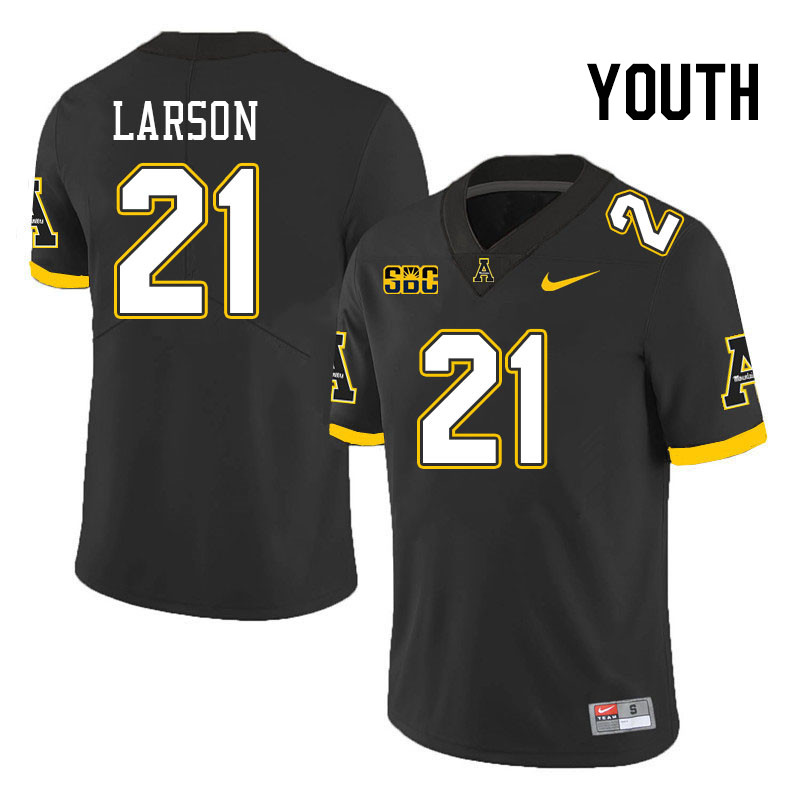 Youth #21 Reece Larson Appalachian State Mountaineers College Football Jerseys Stitched Sale-Black